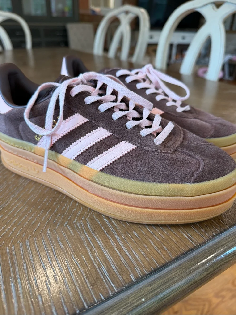 Adidas Gazelle Suede Platform Sneakers in Brown and Pink - Picture 10 of 10